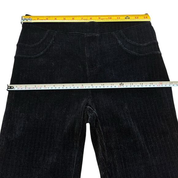 Womens Pants Size Small Medium Black Pull On Corduroy Ribbed Classic Minimalist - Picture 3 of 8